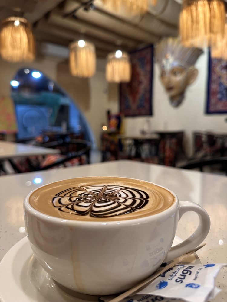 Cappuccino with latte art at The Coffee Concept Bhopal